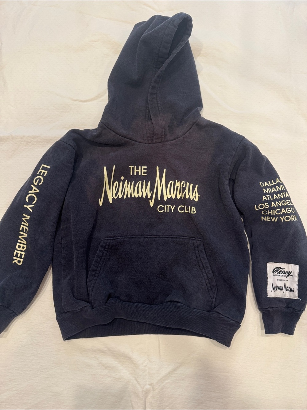Kids size 6 Neiman Marcus city club x Cloney hoodie in navy